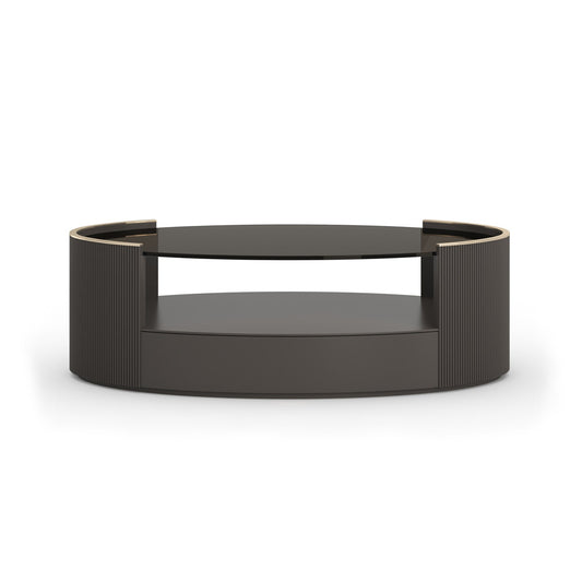Caracole - Love Oval Cocktail Table in Dark Chocolate-Whisper of Gold - CLA-024-4014