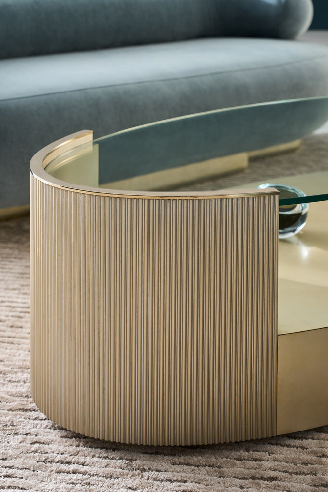 Caracole - Love Oval Cocktail Table in Oracle-Whisper of Gold - CLA-024-4013