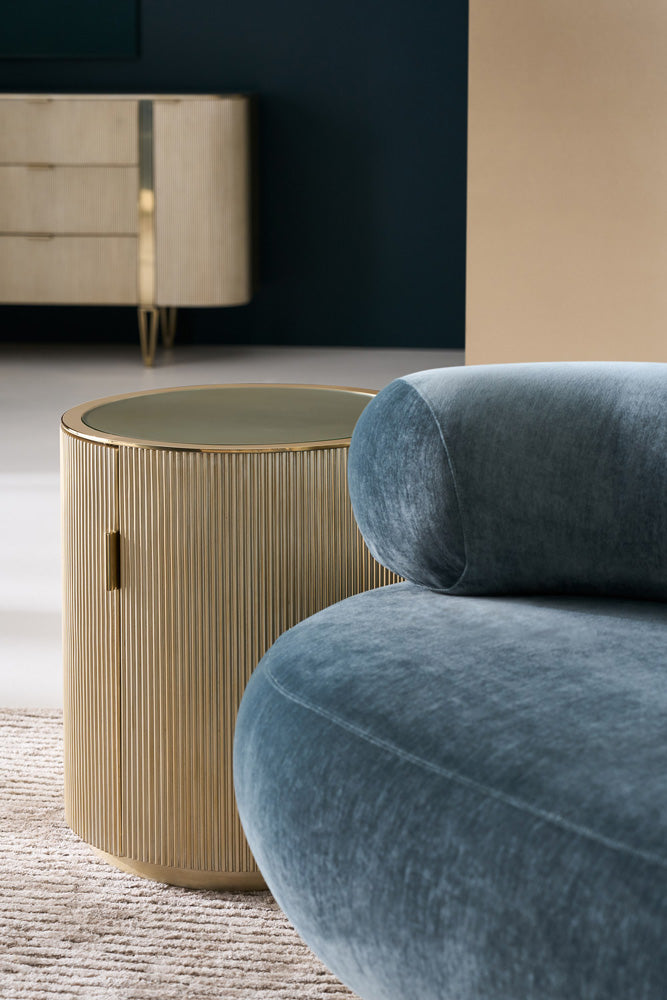 Caracole - Love Round End Table in Oracle-Whisper of Gold - CLA-024-417