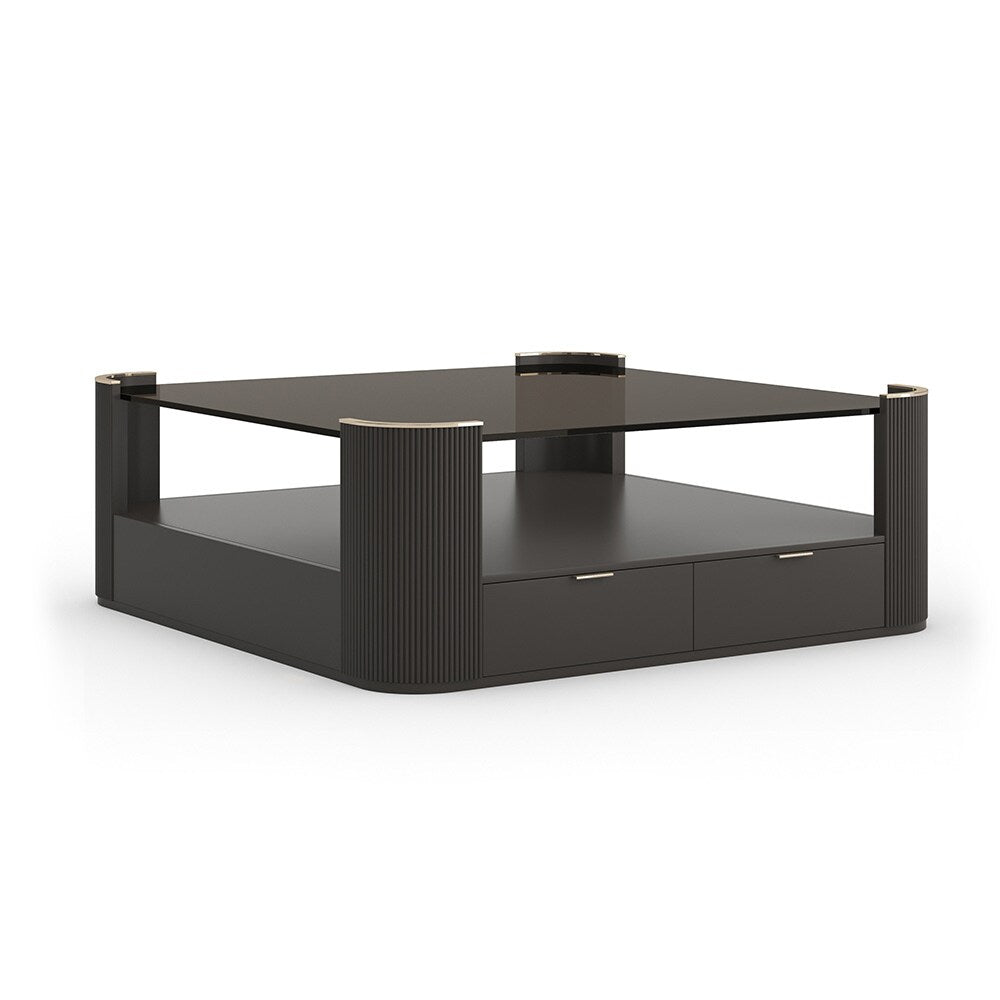 Caracole - Love Square Cocktail Table in Dark Chocolate-Whisper of Gold - CLA-024-4016 veiw 1