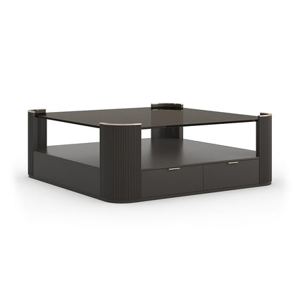 Caracole - Love Square Cocktail Table in Dark Chocolate-Whisper of Gold - CLA-024-4016 veiw 1