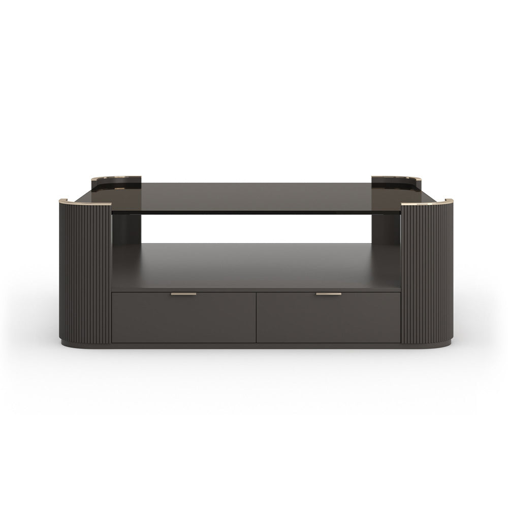 Caracole - Love Square Cocktail Table in Dark Chocolate-Whisper of Gold - CLA-024-4016
