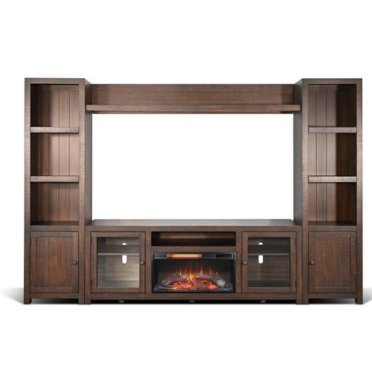 Sunny Designs - 112in Media Wall with Electric Fireplace - Dark Brown - K3573TL-W veiw 1