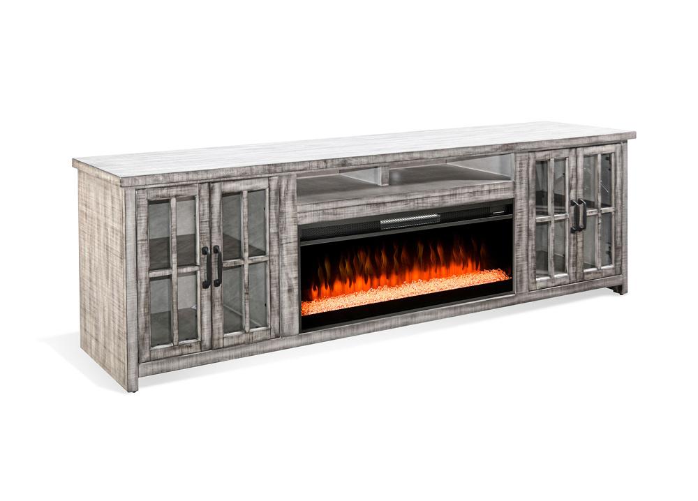 Sunny Designs - 98in Media Console with Electric Fireplace - Grey - K3662AG-98C veiw 1