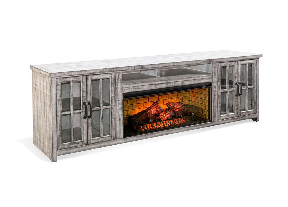 Sunny Designs - 98in Media Console with Electric Fireplace - Grey - K3662AG-98W veiw 1