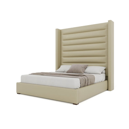 Nativa Interiors - Aylet Horizontal Channel Tufted Eco-Leather High 87in California King Cream Bed - BED-AYLET-HC-HI-CA-VIN-CREAM veiw 2