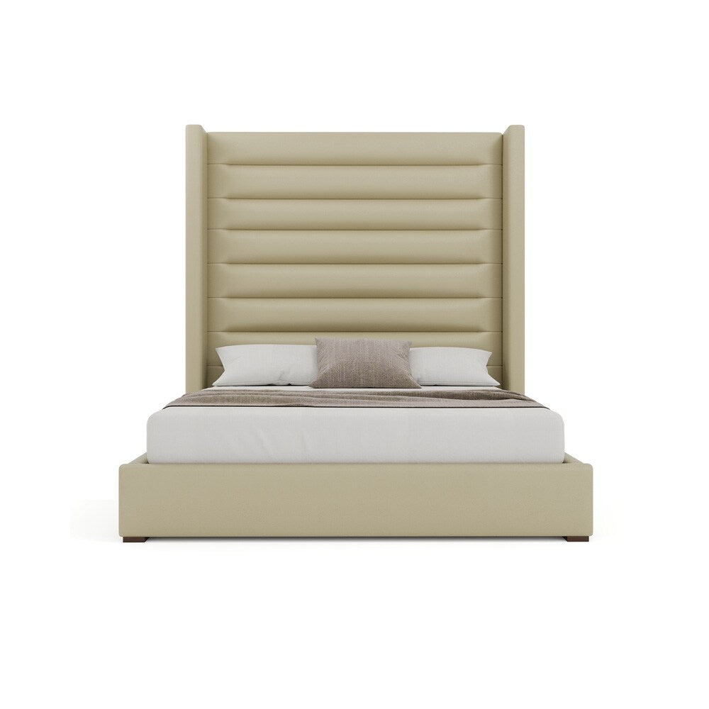 Nativa Interiors - Aylet Horizontal Channel Tufted Eco-Leather High 87in California King Cream Bed - BED-AYLET-HC-HI-CA-VIN-CREAM veiw 3
