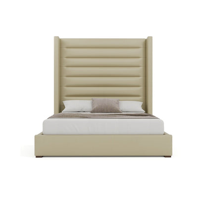 Nativa Interiors - Aylet Horizontal Channel Tufted Eco-Leather High 87in California King Cream Bed - BED-AYLET-HC-HI-CA-VIN-CREAM veiw 3