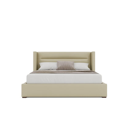 Nativa Interiors - Aylet Horizontal Channel Tufted Eco-Leather Low 47in California King Cream Bed - BED-AYLET-HC-LOW-CA-VIN-CREAM veiw 3