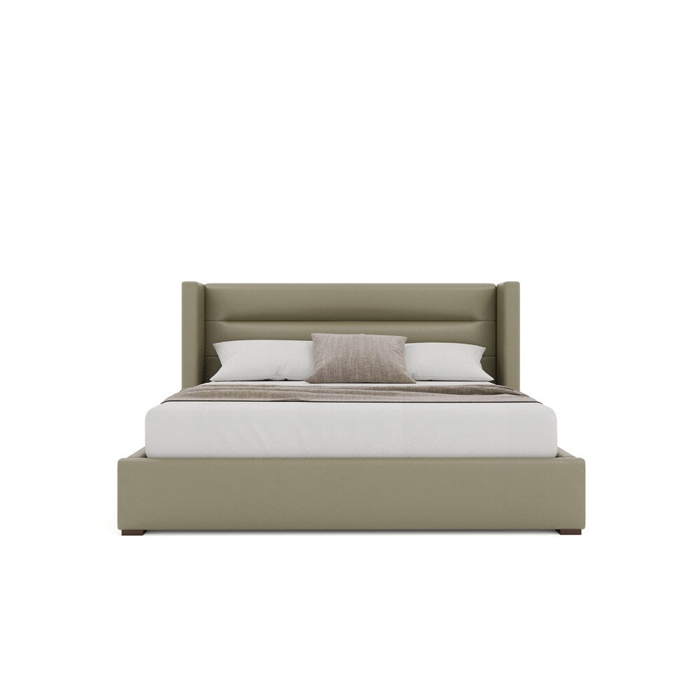 Nativa Interiors - Aylet Horizontal Channel Tufted Eco-Leather Low 47in California King Stone Bed - BED-AYLET-HC-LOW-CA-VIN-STONE veiw 3