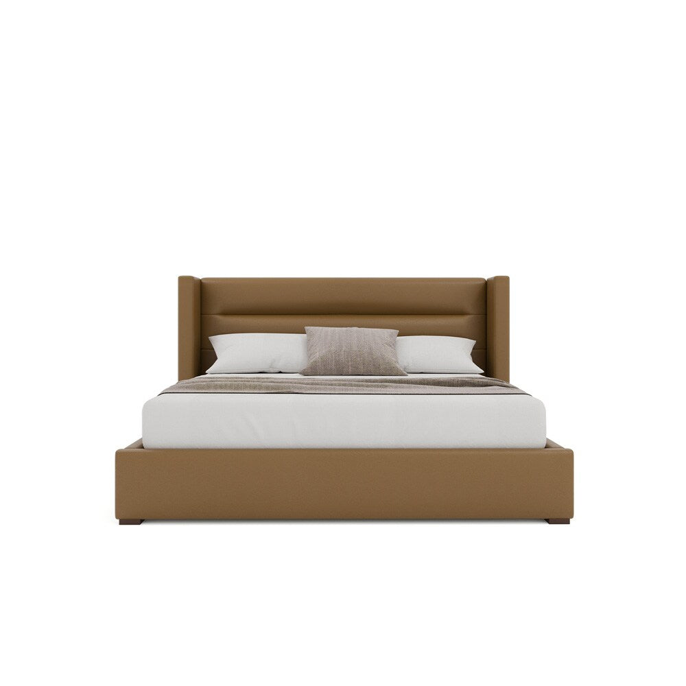 Nativa Interiors - Aylet Horizontal Channel Tufted Eco-Leather Low 47in King Caramel Bed - BED-AYLET-HC-LOW-KN-VIN-CARAMEL veiw 3