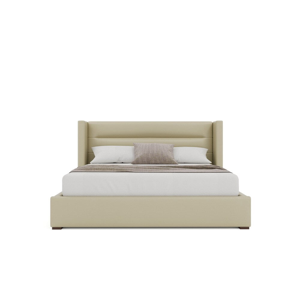 Nativa Interiors - Aylet Horizontal Channel Tufted Eco-Leather Low 47in King Cream Bed - BED-AYLET-HC-LOW-KN-VIN-CREAM veiw 3