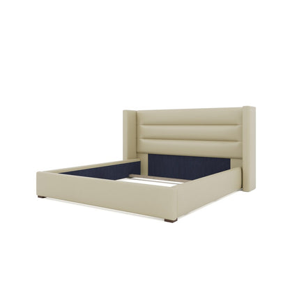 Nativa Interiors - Aylet Horizontal Channel Tufted Eco-Leather Low 47in Queen Cream Bed - BED-AYLET-HC-LOW-QN-VIN-CREAM veiw 4