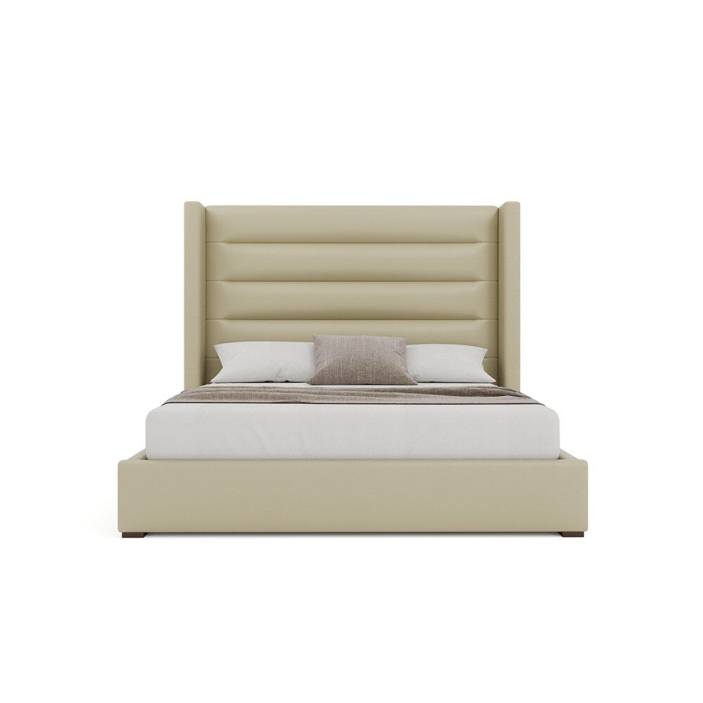 Nativa Interiors - Aylet Horizontal Channel Eco-Leather Medium 67in King Cream Bed - BED-AYLET-HC-MID-KN-VIN-CREAM veiw 3