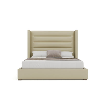 Nativa Interiors - Aylet Horizontal Channel Eco-Leather Medium 67in King Cream Bed - BED-AYLET-HC-MID-KN-VIN-CREAM veiw 3