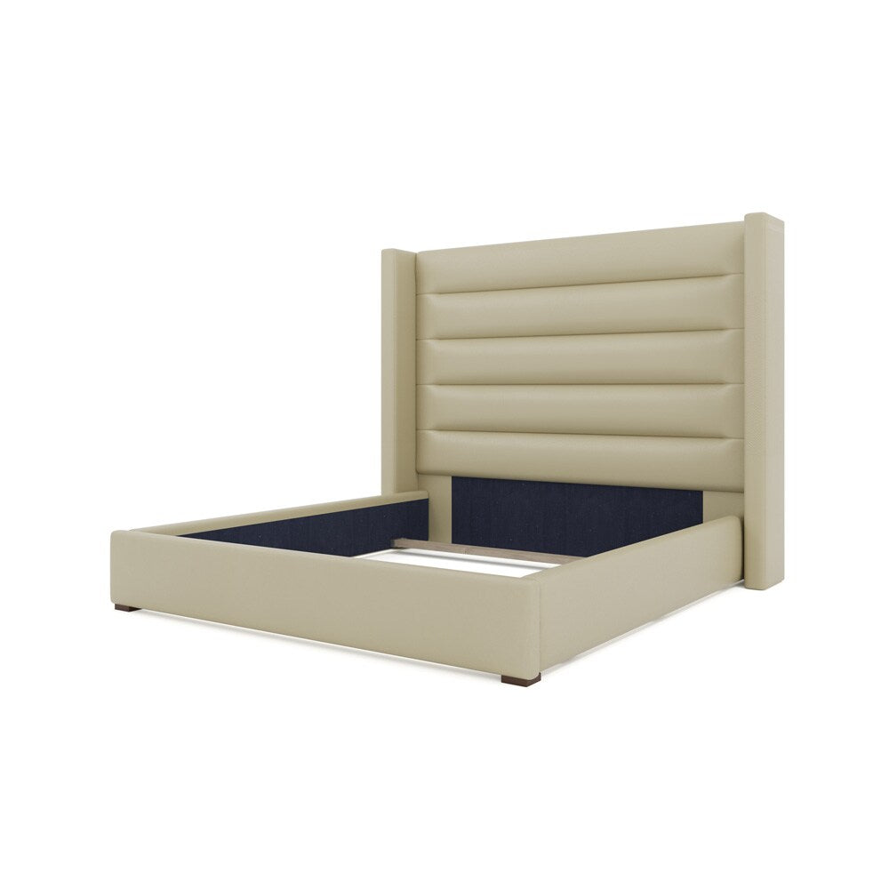Nativa Interiors - Aylet Horizontal Channel Eco-Leather Medium 67in King Cream Bed - BED-AYLET-HC-MID-KN-VIN-CREAM veiw 4