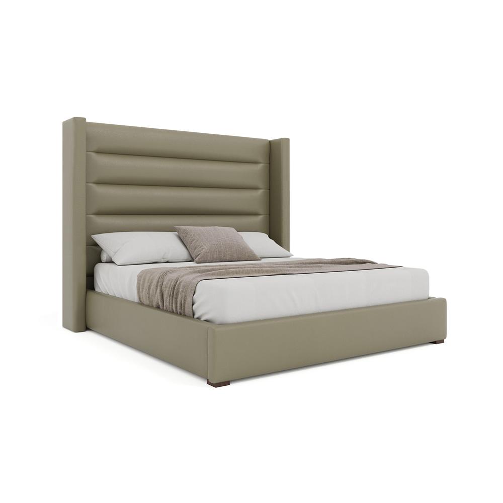 Nativa Interiors - Aylet Horizontal Channel Eco-Leather Medium 67in King Stone Bed - BED-AYLET-HC-MID-KN-VIN-STONE veiw 1