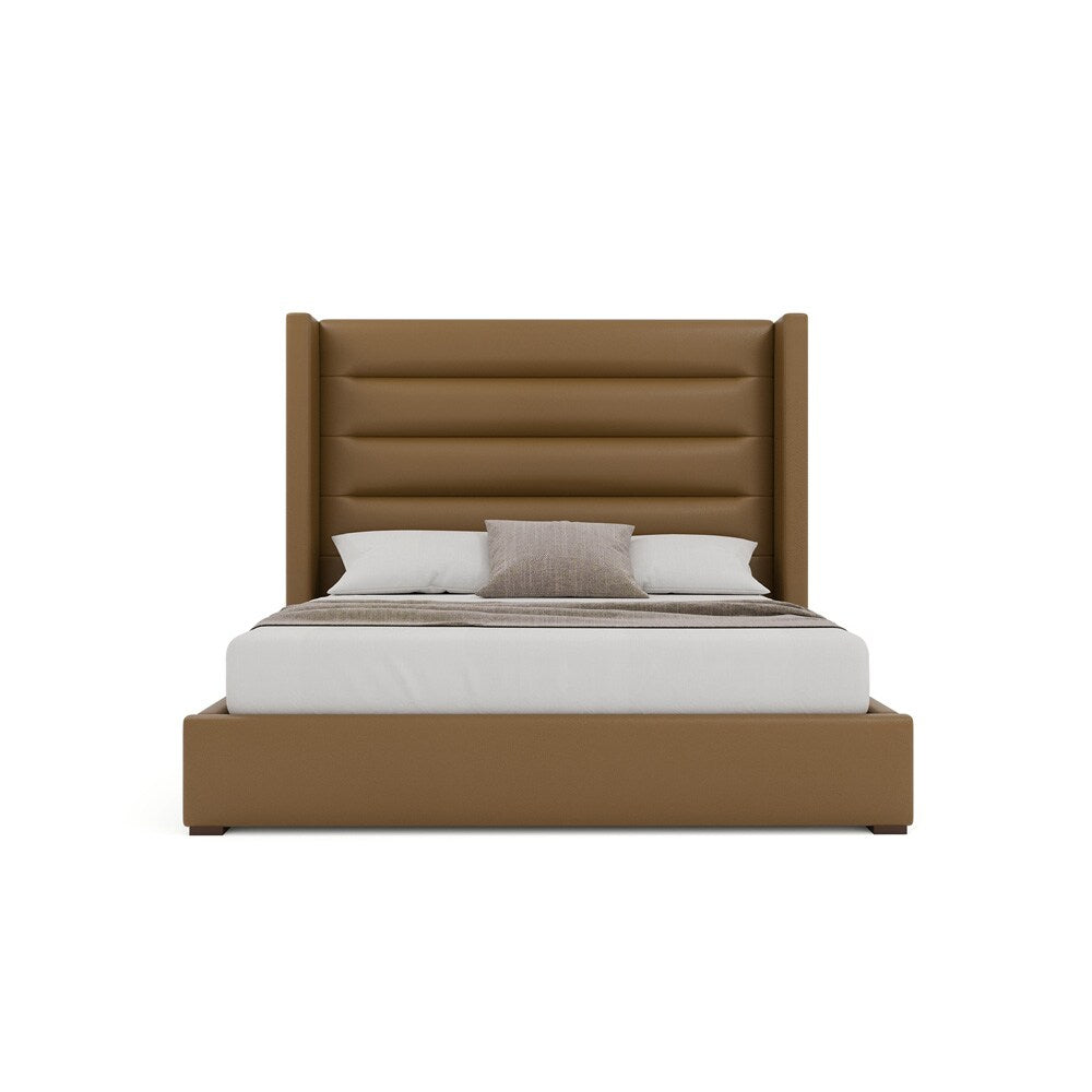 Nativa Interiors - Aylet Horizontal Channel Eco-Leather Medium 67in Queen Caramel Bed - BED-AYLET-HC-MID-QN-VIN-CARAMEL veiw 3