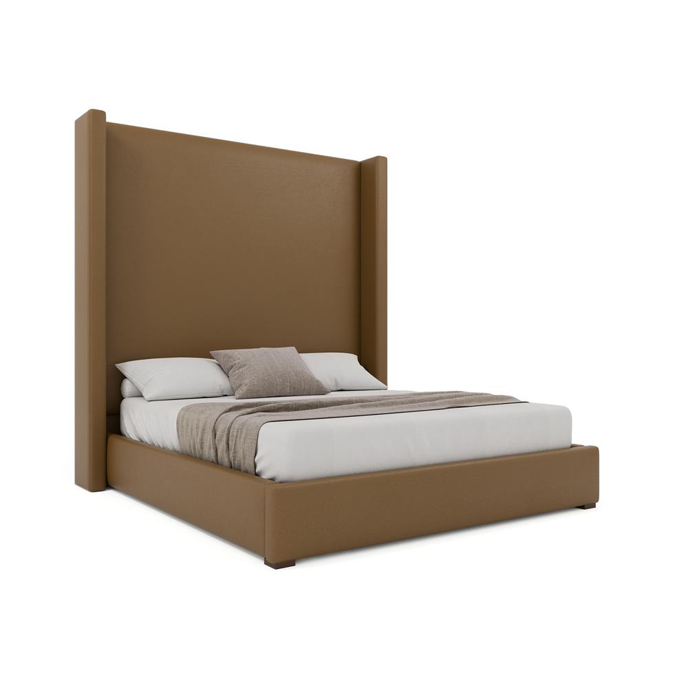 Nativa Interiors - Aylet Plain Eco-Leather High 87in California King Caramel Bed - BED-AYLET-PL-HI-CA-VIN-CARAMEL veiw 1