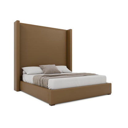 Nativa Interiors - Aylet Plain Eco-Leather High 87in California King Caramel Bed - BED-AYLET-PL-HI-CA-VIN-CARAMEL veiw 1
