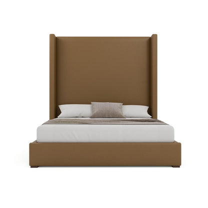 Nativa Interiors - Aylet Plain Eco-Leather High 87in California King Caramel Bed - BED-AYLET-PL-HI-CA-VIN-CARAMEL veiw 3