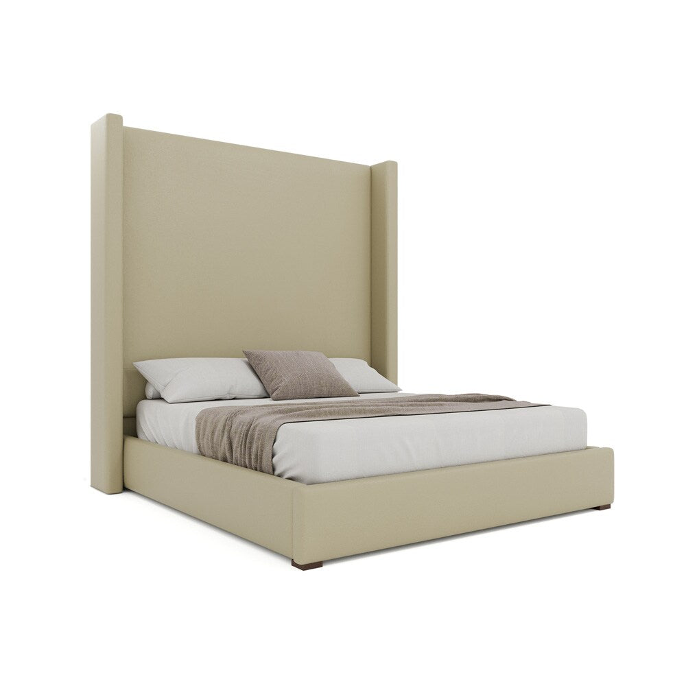 Nativa Interiors - Aylet Plain Eco-Leather High 87in California King Cream Bed - BED-AYLET-PL-HI-CA-VIN-CREAM veiw 1