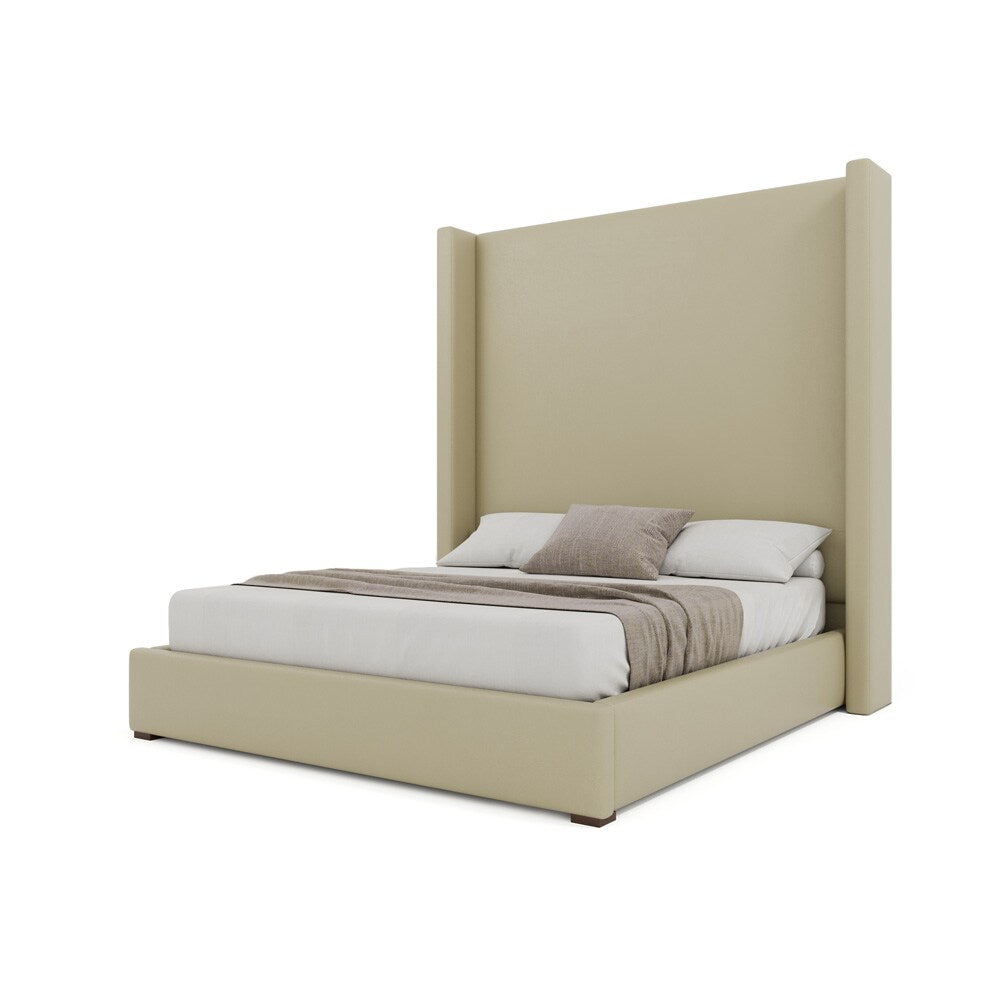Nativa Interiors - Aylet Plain Eco-Leather High 87in California King Cream Bed - BED-AYLET-PL-HI-CA-VIN-CREAM veiw 2