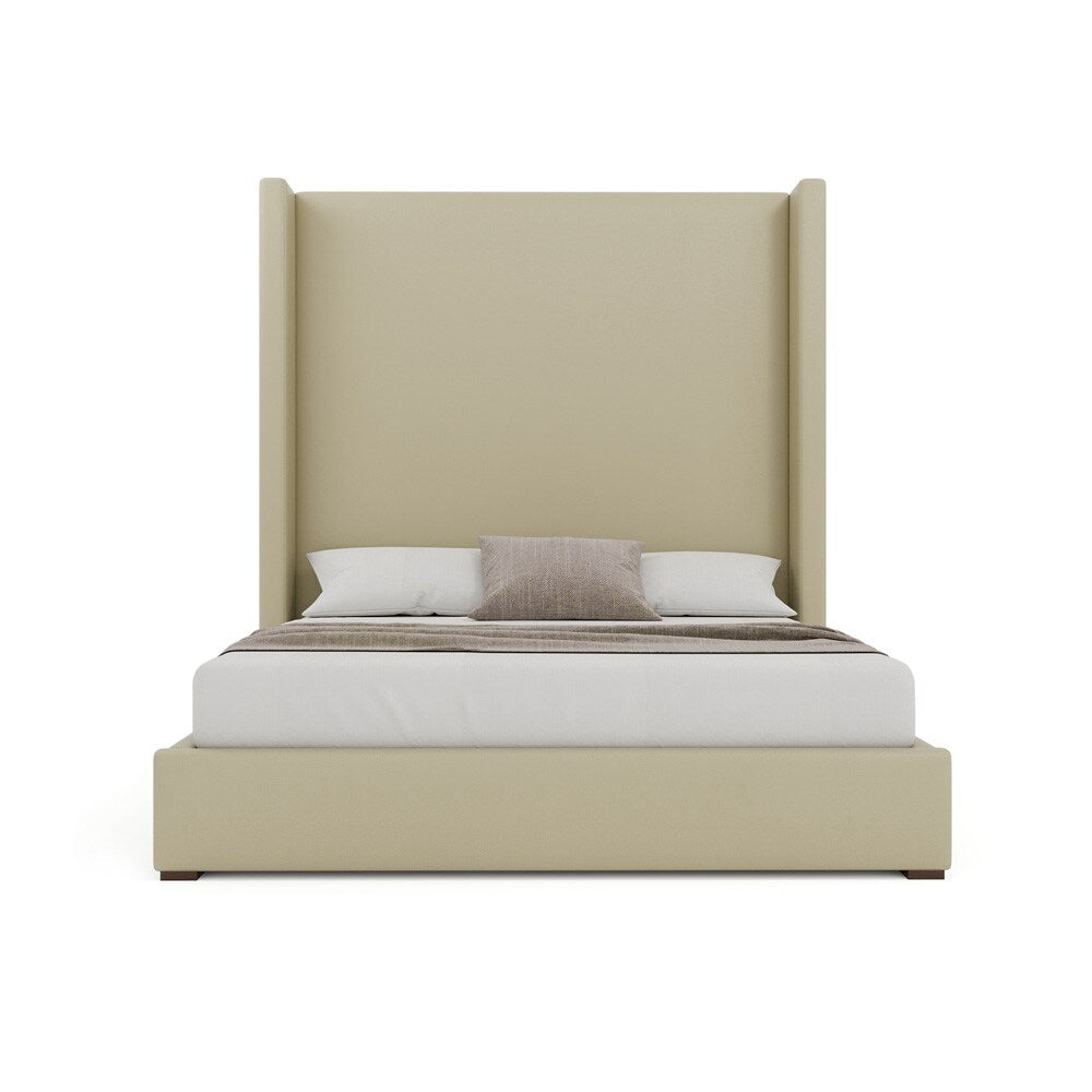 Nativa Interiors - Aylet Plain Eco-Leather High 87in California King Cream Bed - BED-AYLET-PL-HI-CA-VIN-CREAM veiw 3
