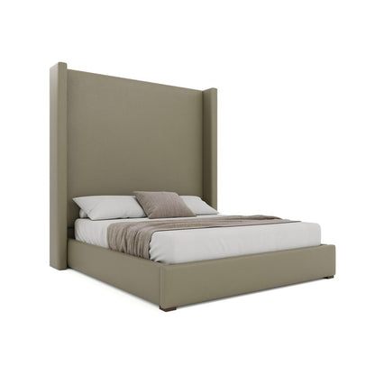 Nativa Interiors - Aylet Plain Eco-Leather High 87in King Stone Bed - BED-AYLET-PL-HI-KN-VIN-STONE veiw 1