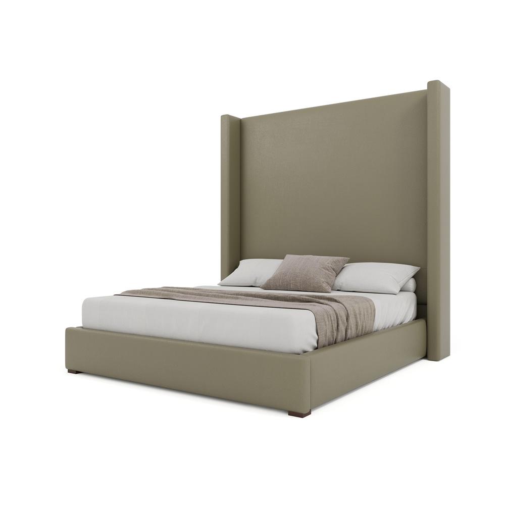 Nativa Interiors - Aylet Plain Eco-Leather High 87in King Stone Bed - BED-AYLET-PL-HI-KN-VIN-STONE veiw 2