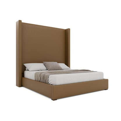 Nativa Interiors - Aylet Plain Eco-Leather High 87in Queen Caramel Bed - BED-AYLET-PL-HI-QN-VIN-CARAMEL veiw 1