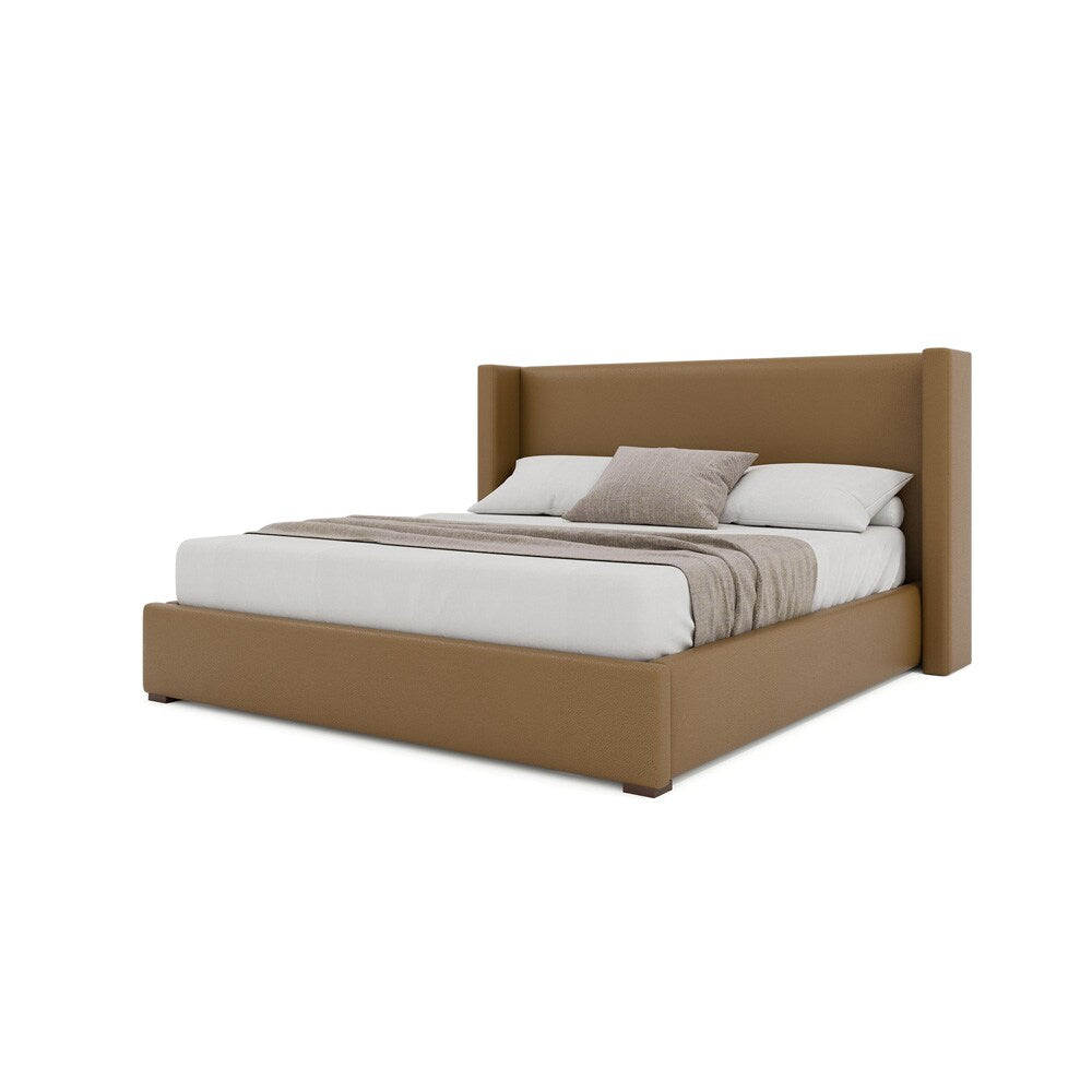 Nativa Interiors - Aylet Plain Eco-Leather Low 47in California King Caramel Bed - BED-AYLET-PL-LOW-CA-VIN-CARAMEL veiw 2