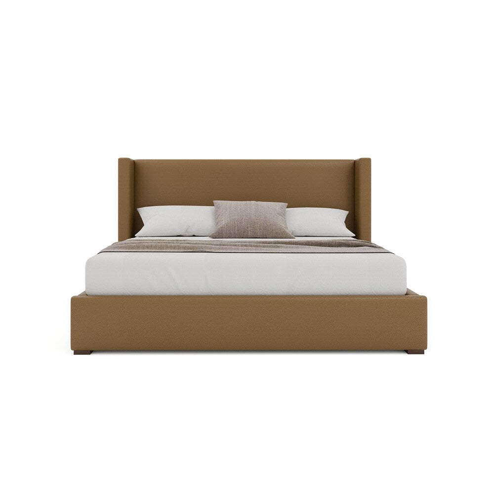 Nativa Interiors - Aylet Plain Eco-Leather Low 47in California King Caramel Bed - BED-AYLET-PL-LOW-CA-VIN-CARAMEL veiw 3