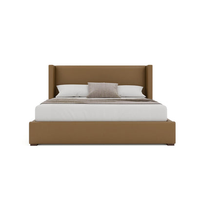Nativa Interiors - Aylet Plain Eco-Leather Low 47in California King Caramel Bed - BED-AYLET-PL-LOW-CA-VIN-CARAMEL veiw 3