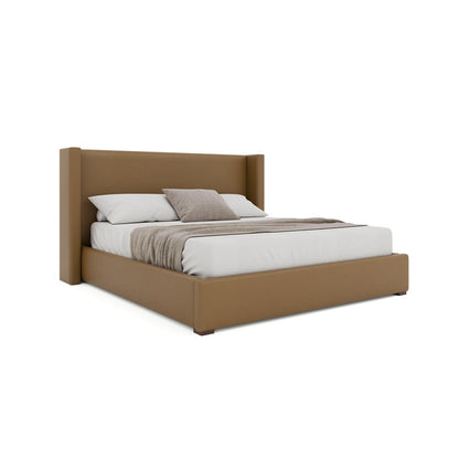 Nativa Interiors - Aylet Plain Eco-Leather Low 47in King Caramel Bed - BED-AYLET-PL-LOW-KN-VIN-CARAMEL veiw 1