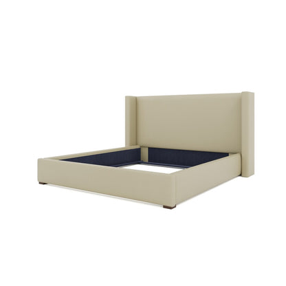 Nativa Interiors - Aylet Plain Eco-Leather Low 47in King Cream Bed - BED-AYLET-PL-LOW-KN-VIN-CREAM veiw 4