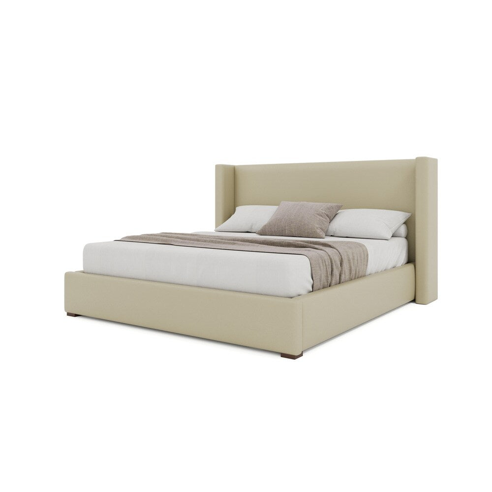 Nativa Interiors - Aylet Plain Eco-Leather Low 47in Queen Cream Bed - BED-AYLET-PL-LOW-QN-VIN-CREAM veiw 2