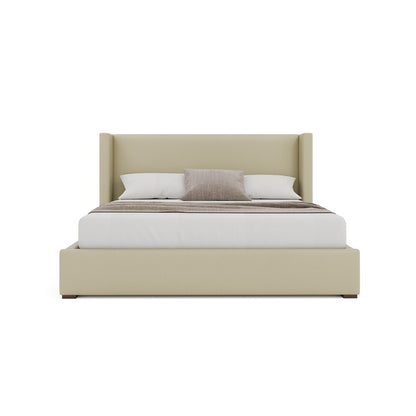 Nativa Interiors - Aylet Plain Eco-Leather Low 47in Queen Cream Bed - BED-AYLET-PL-LOW-QN-VIN-CREAM veiw 3