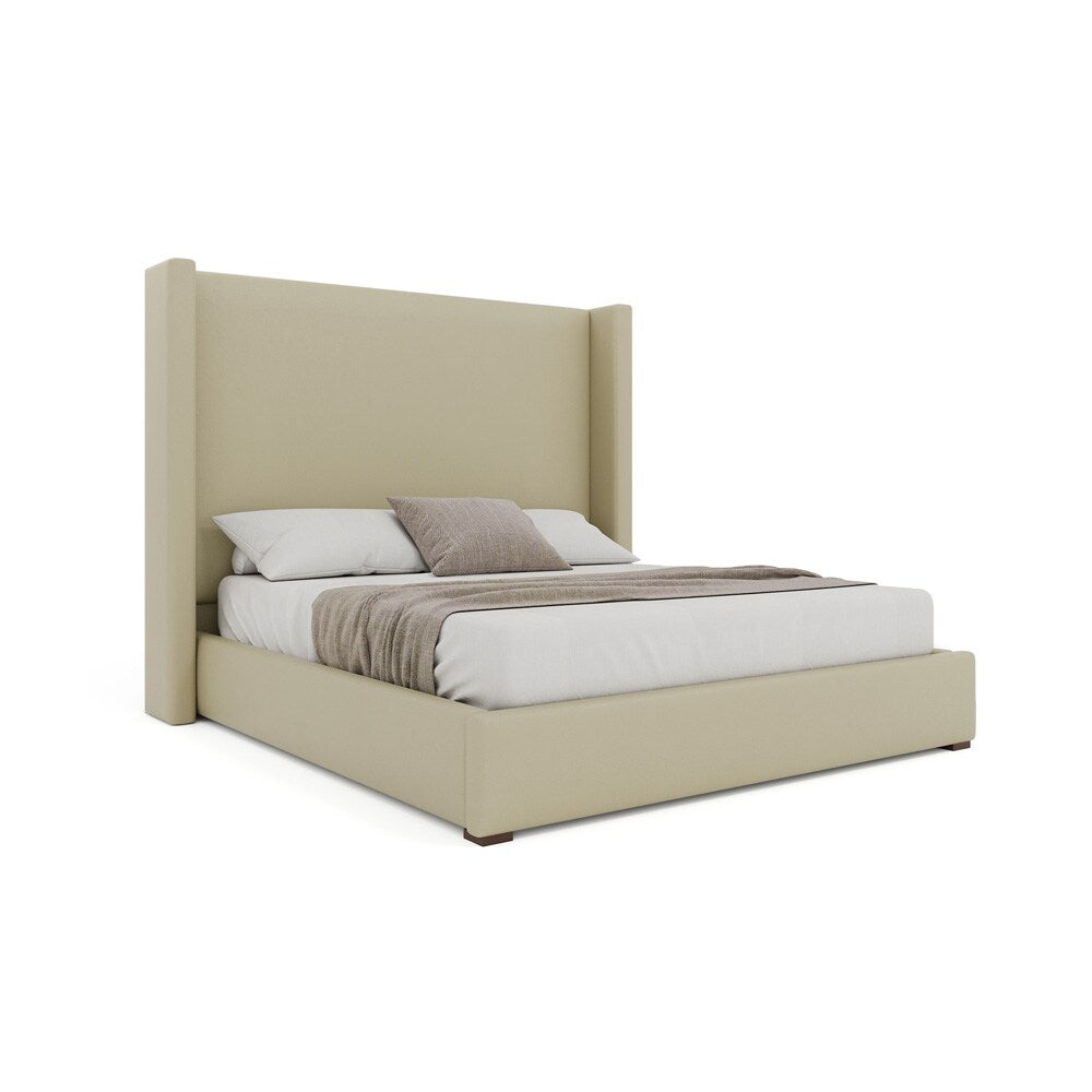 Nativa Interiors - Aylet Plain Eco-Leather Medium 67in King Cream Bed - BED-AYLET-PL-MID-KN-VIN-CREAM veiw 1