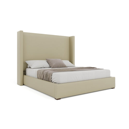 Nativa Interiors - Aylet Plain Eco-Leather Medium 67in King Cream Bed - BED-AYLET-PL-MID-KN-VIN-CREAM veiw 1