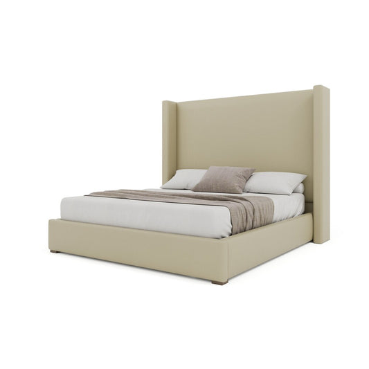 Nativa Interiors - Aylet Plain Eco-Leather Medium 67in King Cream Bed - BED-AYLET-PL-MID-KN-VIN-CREAM veiw 2