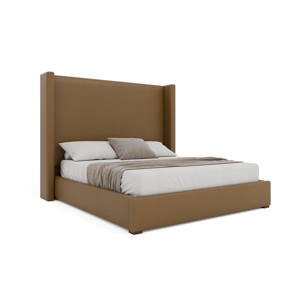 Nativa Interiors - Aylet Plain Eco-Leather Medium 67in Queen Caramel Bed - BED-AYLET-PL-MID-QN-VIN-CARAMEL veiw 1