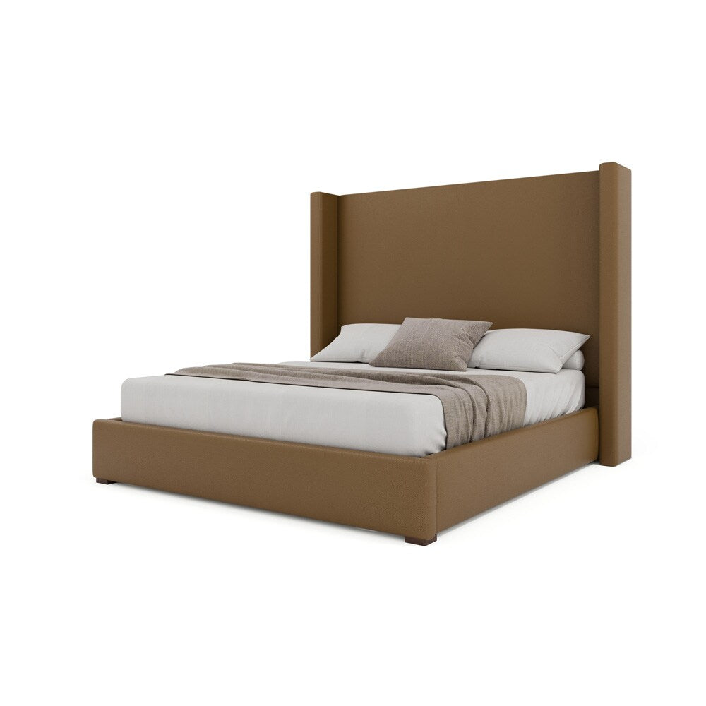 Nativa Interiors - Aylet Plain Eco-Leather Medium 67in Queen Caramel Bed - BED-AYLET-PL-MID-QN-VIN-CARAMEL veiw 2