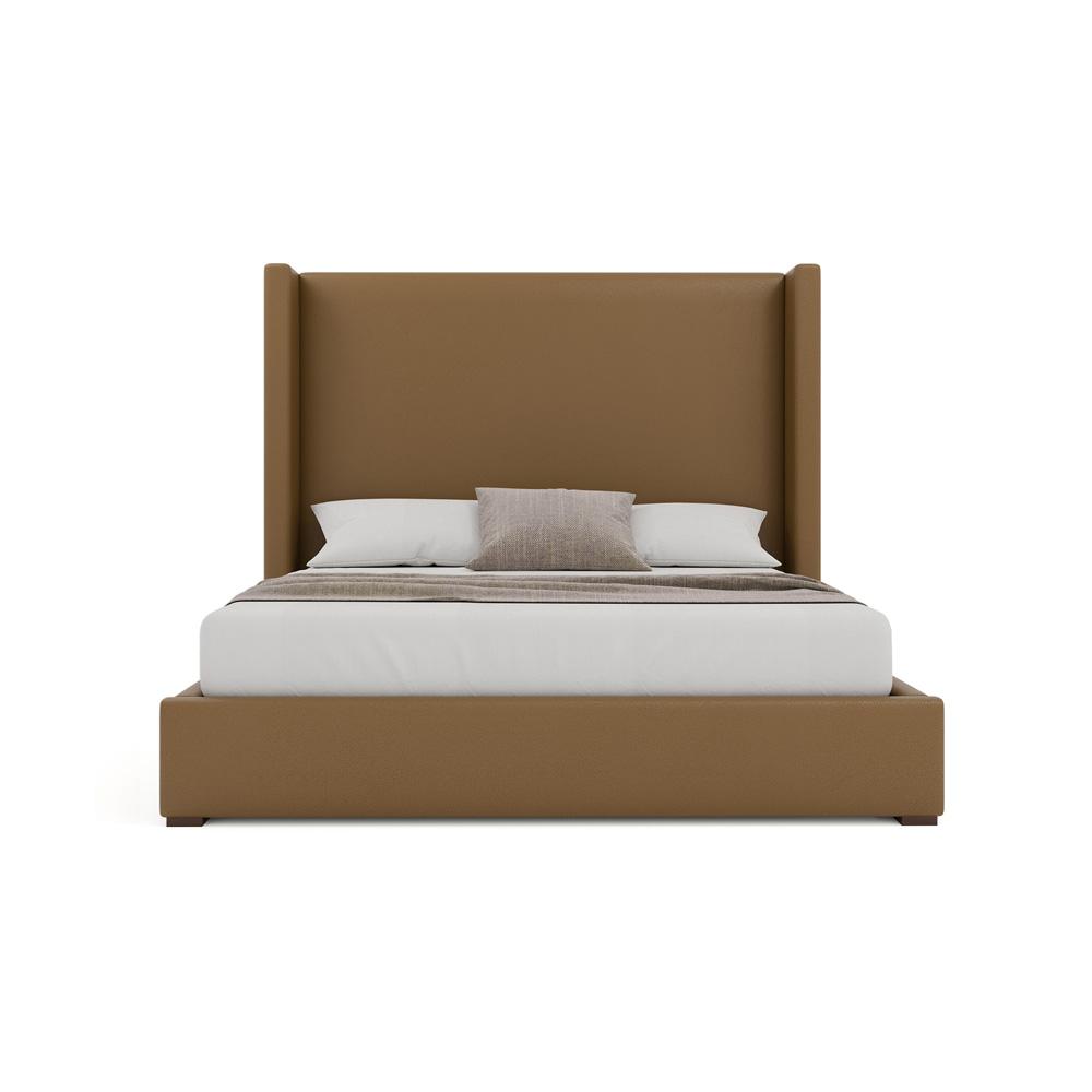 Nativa Interiors - Aylet Plain Eco-Leather Medium 67in Queen Caramel Bed - BED-AYLET-PL-MID-QN-VIN-CARAMEL veiw 3