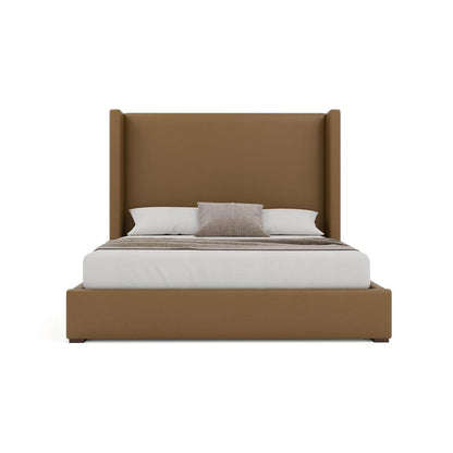 Nativa Interiors - Aylet Plain Eco-Leather Medium 67in Queen Caramel Bed - BED-AYLET-PL-MID-QN-VIN-CARAMEL veiw 3