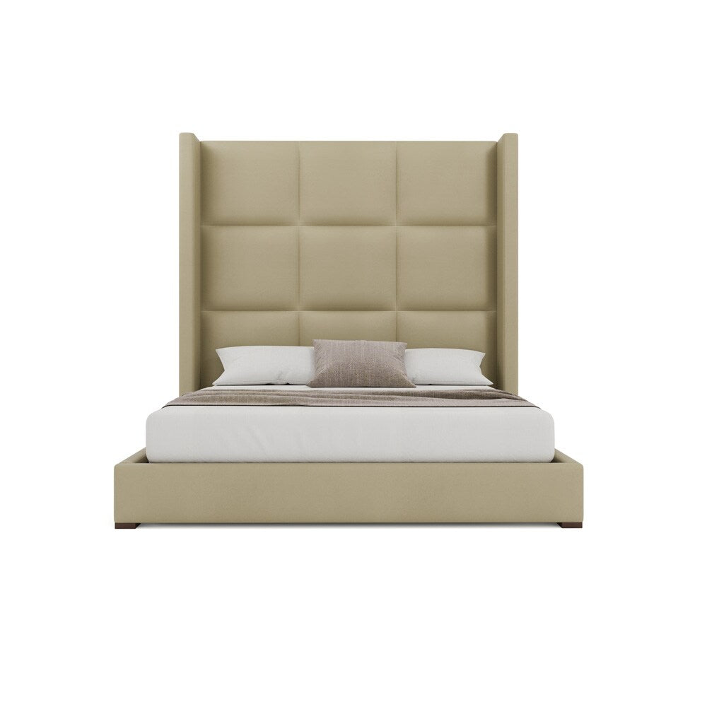Nativa Interiors - Aylet Square Tufted Eco-Leather High 87in King Cream Bed - BED-AYLET-SQ-HI-KN-VIN-CREAM veiw 3