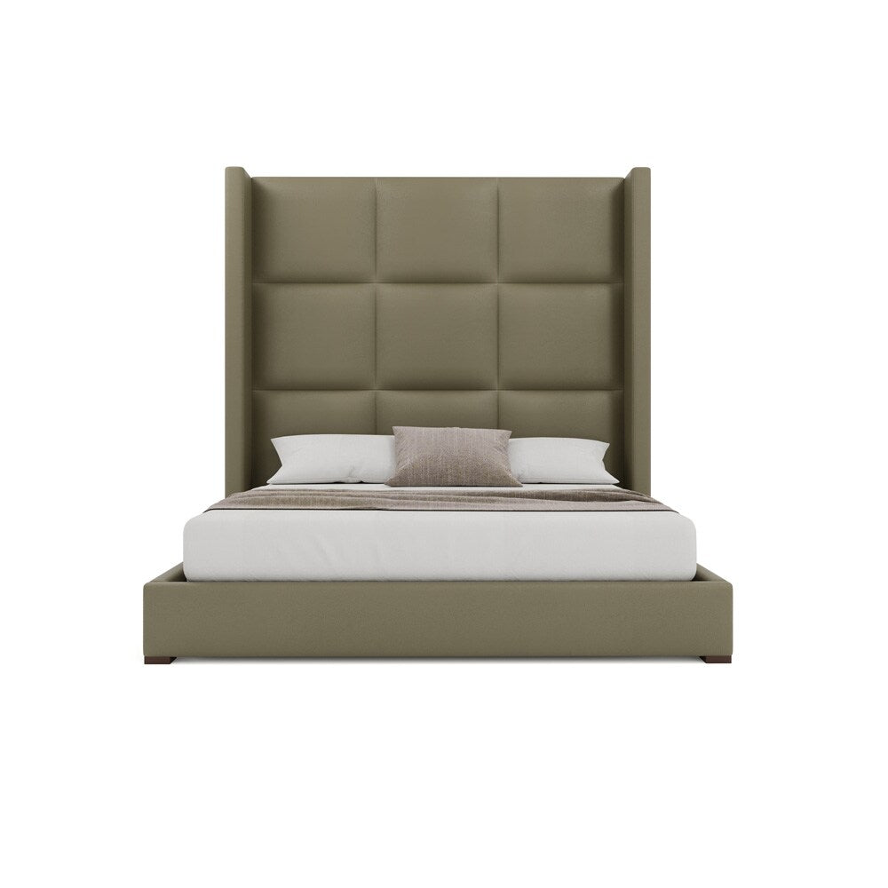 Nativa Interiors - Aylet Square Tufted Eco-Leather High 87in King Stone Bed - BED-AYLET-SQ-HI-KN-VIN-STONE veiw 3