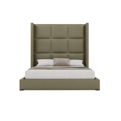 Nativa Interiors - Aylet Square Tufted Eco-Leather High 87in King Stone Bed - BED-AYLET-SQ-HI-KN-VIN-STONE veiw 3