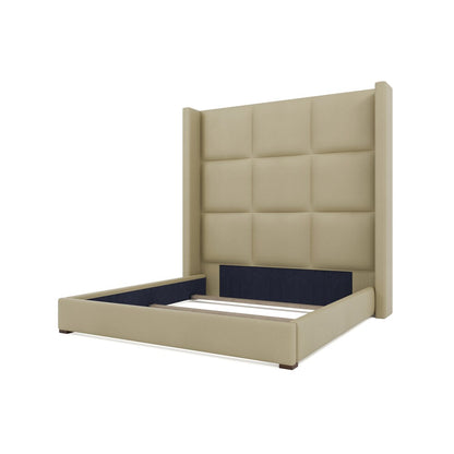 Nativa Interiors - Aylet Square Tufted Eco-Leather High 87in Queen Cream Bed - BED-AYLET-SQ-HI-QN-VIN-CREAM veiw 4