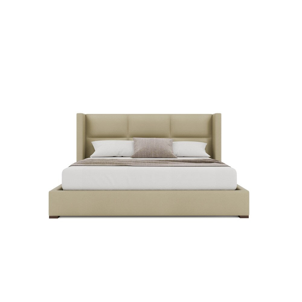 Nativa Interiors - Aylet Square Tufted Eco-Leather Low 47in California King Cream Bed - BED-AYLET-SQ-LOW-CA-VIN-CREAM veiw 3